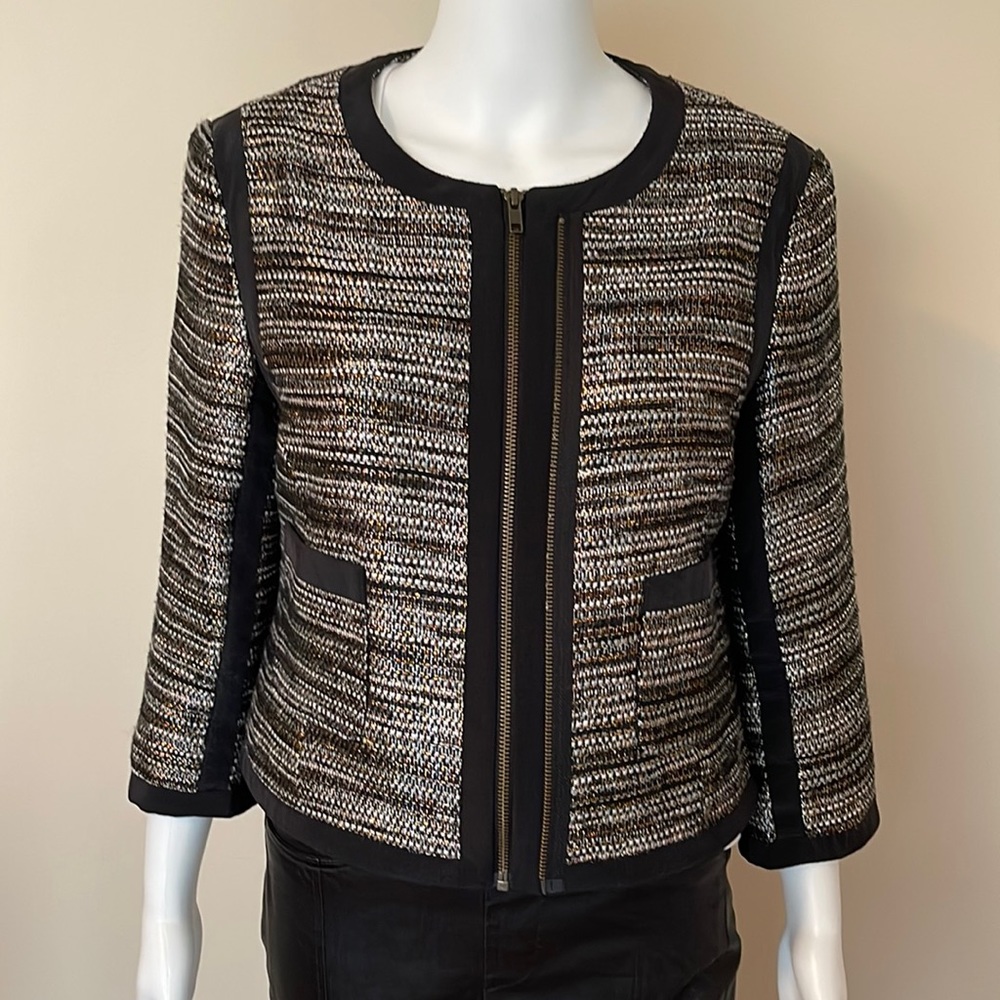 Twelfth Street by Cynthia Vincent zip up metallic jacket. Sz M